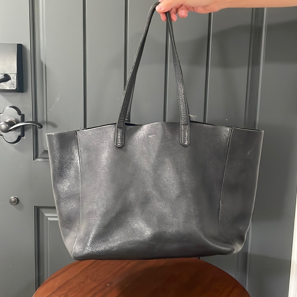 Baggu Large Leather Tote- Black